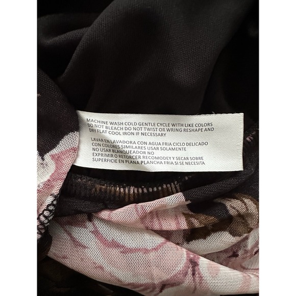 A Love Story Brand Black & Pink Floral Print Halter Neck Top Size Large NWT! - Picture 5 of 5